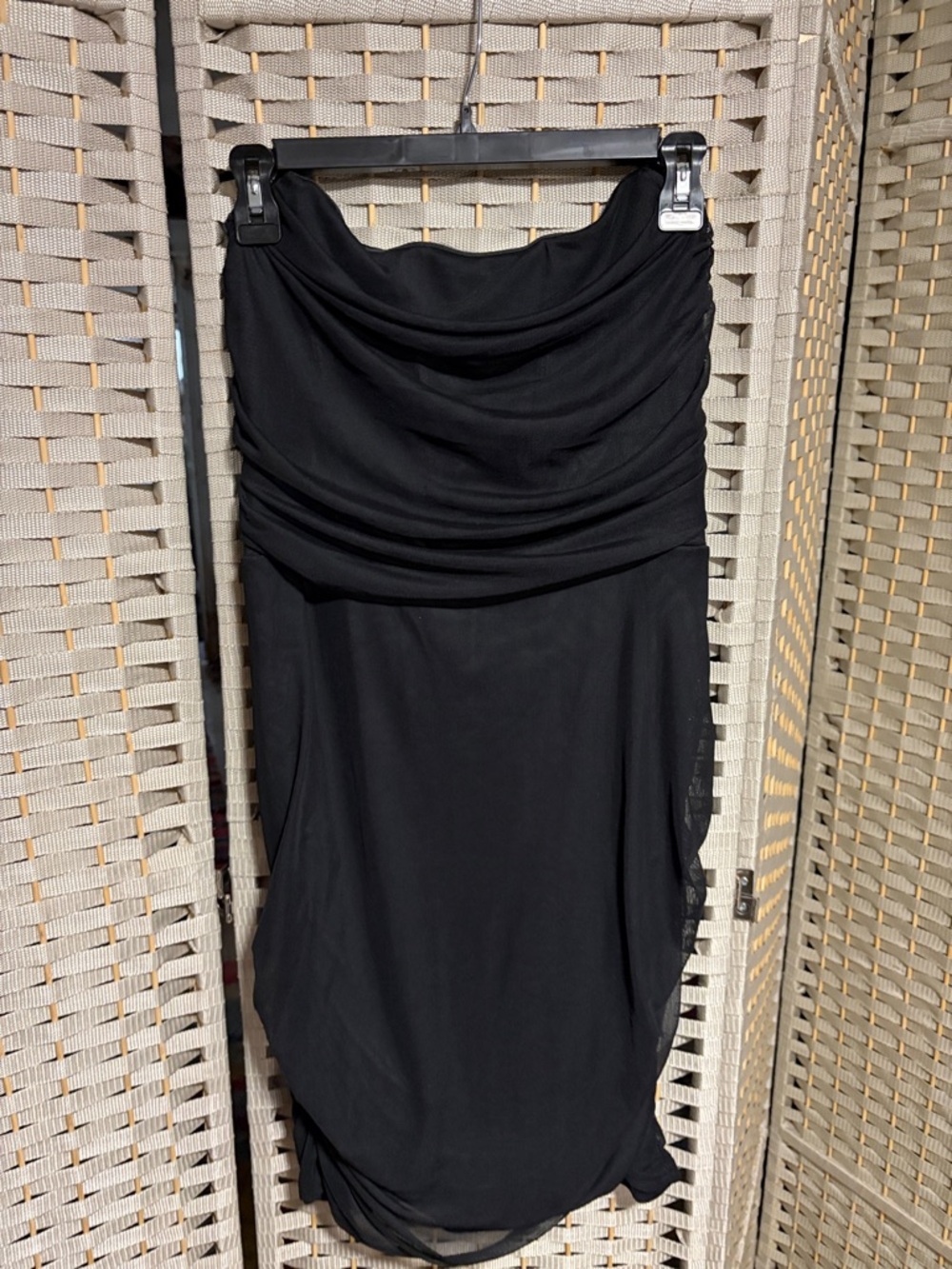 Black Draped Strapless Women’s Minidress
